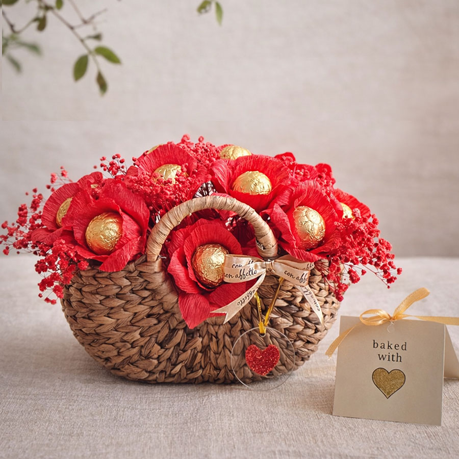 Cake Pop Bouquet - Red Blooms Basket